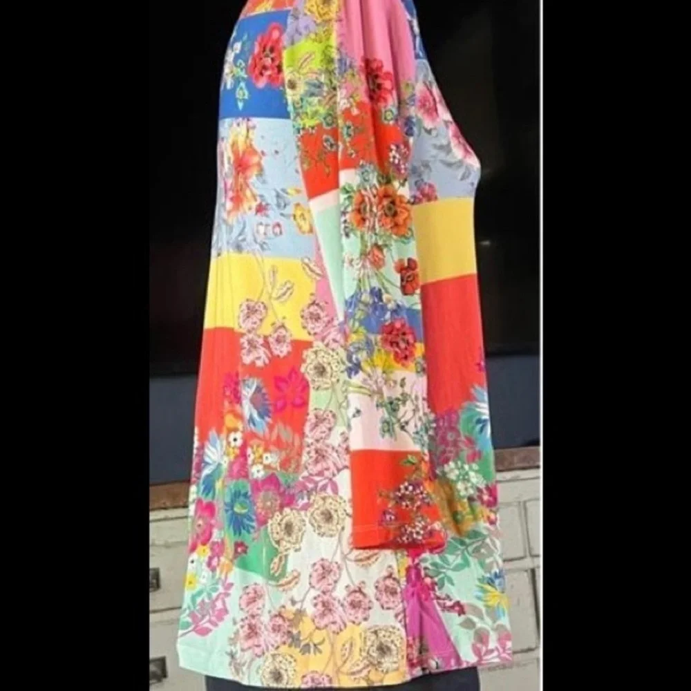 🔥🔥Johnny Was Marcel Lenora Patchwork Tunic Floral Motif Pink & Yellow SizeXSMALL_9
